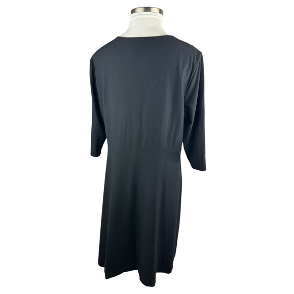 Eileen Fisher Faux Wrap Dress Black Stretch Slinky Jersey Women's Plus Size 1X - Picture 10 of 15